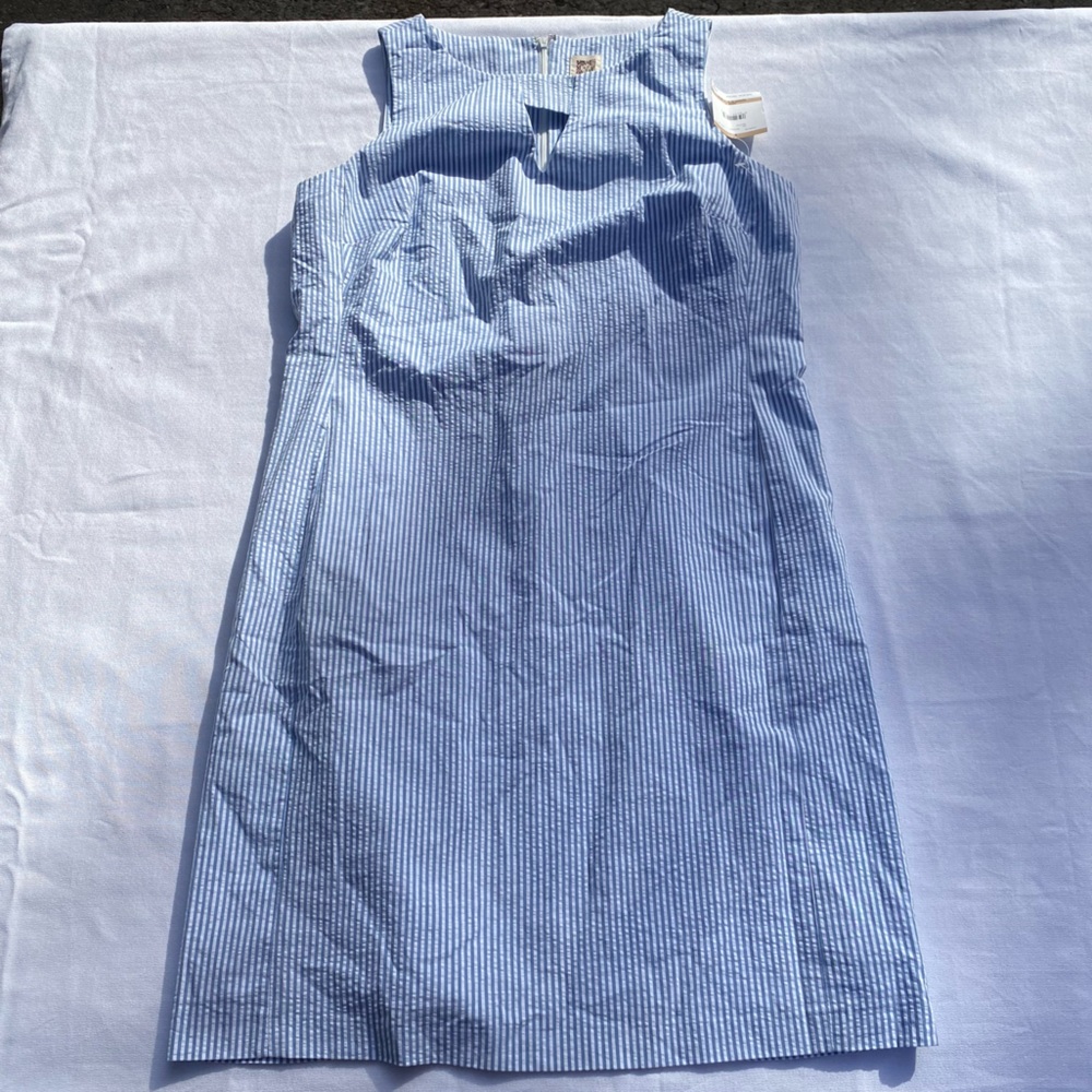 Anne Klein Blue and White Striped Dress knee length size 12 - Picture 8 of 12